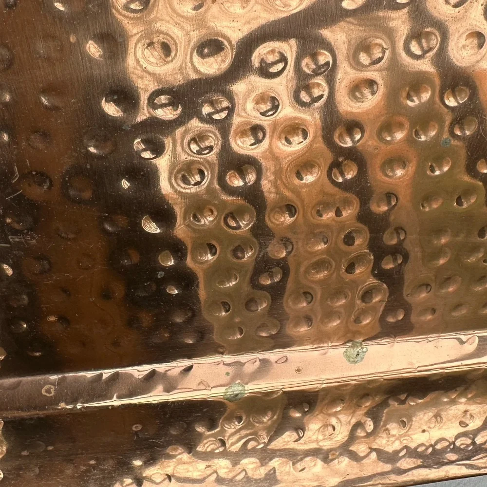 Hammered Copper Artisan Hand-Crafted Hosting or Display 13.75” Square Tray